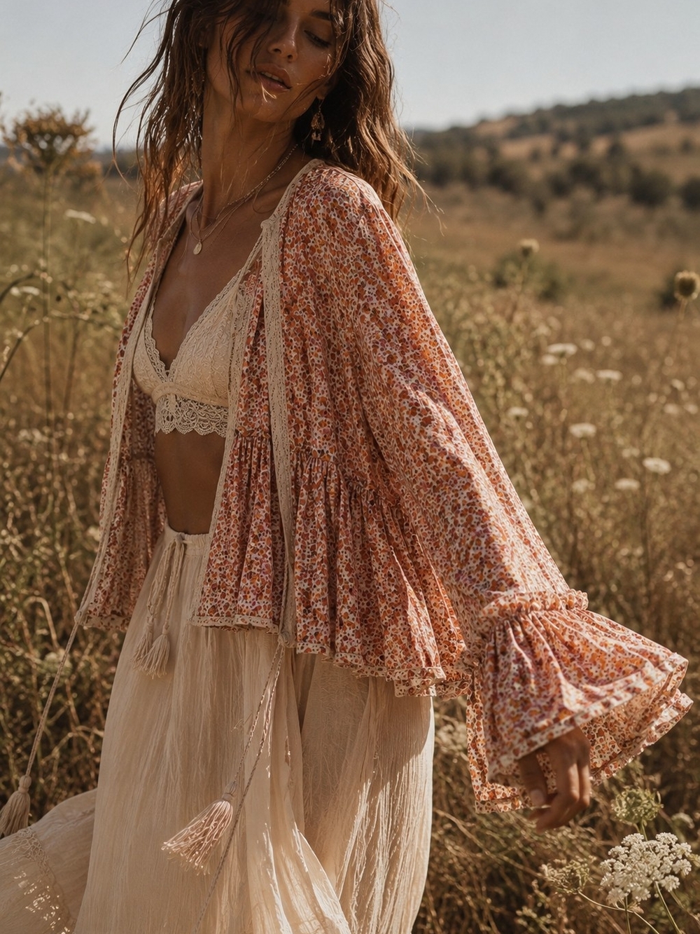 Floral Boho Kimono Cardigan | One Size | Bell Sleeves 🌻
